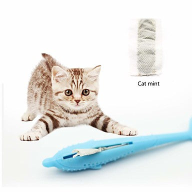 Chew Toy Catnip Teeth Cleaning Toy Toothbrushes Cat Pet Toy 1pc Fish Silica Gel Gift