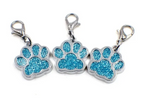 5 Pcs Colorful Glitter Dog Footprint Charm Pendant Keychain Lobster Buckle Pendant Pet Supplies Pendant Key Ring Accessories (Random Color)