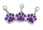 5 Pcs Colorful Glitter Dog Footprint Charm Pendant Keychain Lobster Buckle Pendant Pet Supplies Pendant Key Ring Accessories (Random Color)