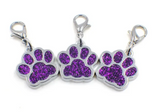 5 Pcs Colorful Glitter Dog Footprint Charm Pendant Keychain Lobster Buckle Pendant Pet Supplies Pendant Key Ring Accessories (Random Color)