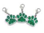 5 Pcs Colorful Glitter Dog Footprint Charm Pendant Keychain Lobster Buckle Pendant Pet Supplies Pendant Key Ring Accessories (Random Color)