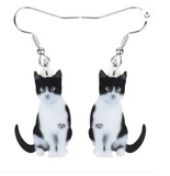 Acrylic Sitting Pet Cow Cat Kitten Earrings Big Dangle Drop Sweet Animal Novelty Jewelry for Women Girls Teens Gifts Charms Decoration