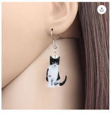 Acrylic Sitting Pet Cow Cat Kitten Earrings Big Dangle Drop Sweet Animal Novelty Jewelry for Women Girls Teens Gifts Charms Decoration