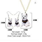 Acrylic West Highland White Te]rrier Dog Jewelry Set Pets Animal Pendants Earrings Necklace Torque For Women Girls Teens Fashion Accessories Decoration Charm Gifts