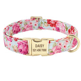Personalized Printed Dog Collar Leash Set Customized Nylon Pet Collar Leash Free Engraved Nameplate For Small Medium Large Dogs