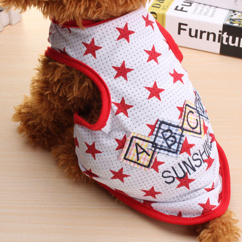 Pet Dog Cat Clothes Star Pattern Dog Vest Puppy T-Shirt Coat Pet Clothes Apparel Costumes New Spring - Blue XXL