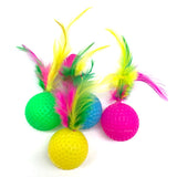 6pcs Mixed Funny Plastic Golf Ball with Feather Cat Toy