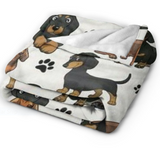 Dachshund Dog Footprints Ultra-Soft Micro Fleece Blanket                Flee