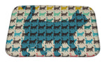 Bath Mat, Pattern With Colorful Cats With Curved Tails