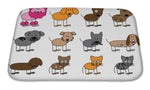 Bath Mat, Collection Of Cute Stick Figure Pets And Animals