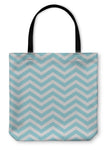 Tote Bag, Teal And White Zigzag D Fabric
