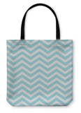 Tote Bag, Teal And White Zigzag D Fabric