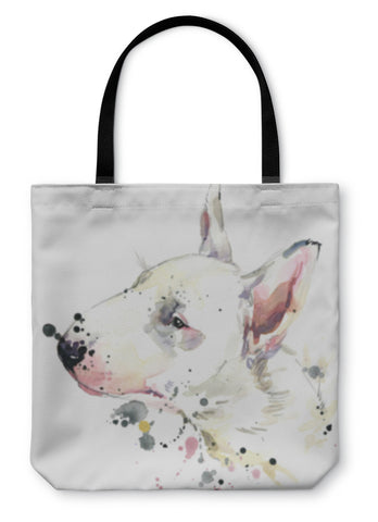 Tote Bag, Bull Terrier Dog Tshirt Graphics Dog Illustration With Splash Watercolor D