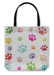Tote Bag, Colored Pattern With Paw Prints