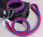 Double Strand Rope Large Dog Leashes Metal P Chain Buckle National Color Pet Traction Rope Collar Set For Big Dogs 1.2m Length