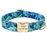 Personalized Printed Dog Collar Leash Set Customized Nylon Pet Collar Leash Free Engraved Nameplate For Small Medium Large Dogs