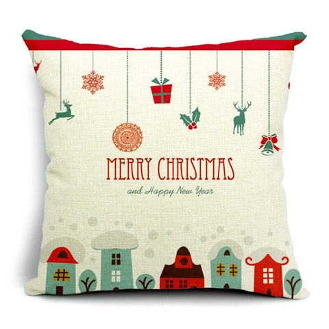 Hyha Christmas Pillow Covers Christmas Present Christmas Pillow Deer Cushion Cover Merry Christmas Decorations for Home Cojines