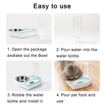 2 In 1 Pet Dog Cat Water Food Bowl Set Automatic Water Dispenser Bottle  Detachable Stainless Steel Small Puppy Dog Food Bowl