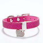 Cat Dog Collar Adjustable / Retractable Heart Rhinestone PU Leather Rose Red Blue