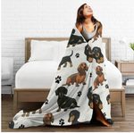 Dachshund Dog Footprints Ultra-Soft Micro Fleece Blanket                Flee