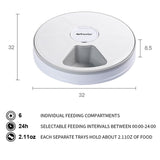Round Timing Feeder Automatic Pet Feeder 6 Meals 6 Grids Cat Dog Electric Dry Food Dispenser 24 Hours Feed Pet Supplies 40%off