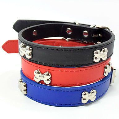 Cat Dog Portable Solid Colored Bone Nylon Black Red Blue