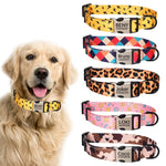 Fashion Print Personalized Engraved Name Dog Collar Leash Custom Puppy Pet Collars ID Tag for Small Medium Large Big Dogs