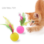 6pcs Mixed Funny Plastic Golf Ball with Feather Cat Toy