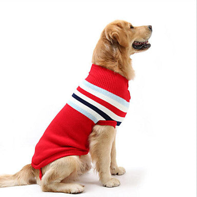 Dog Sweater Winter Dog Clothes Red Dark Blue Costume Large Dog Cotton Striped Casual / Daily S M L XL XXL XXXL