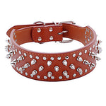 Dog Collar Portable Solid Colored PU Leather Black Brown White