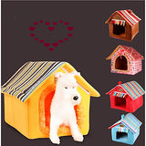 Cat Dog Bed Tent Cave Bed Pet House Fabric Pet Mats & Pads Solid Colored Stripes Portable Warm Foldable Yellow Coffee