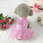Dogs Dress Dog Clothes Light Blue Pink Costume 100% Polyester Plaid / Check Geometic Bowknot Cute Pattern Dress XS S M L XL