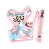 Rodents Cat Dog Harness Leash Portable Foldable Safety Camouflage Cotton Blue Pink Camouflage Color