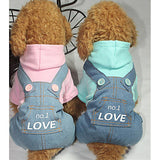 Dog Jumpsuit Winter Dog Clothes Blue Pink Costume Baby Small Dog Cotton Letter & Number Casual / Daily XS S M L XL