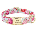 Personalized Printed Dog Collar Leash Set Customized Nylon Pet Collar Leash Free Engraved Nameplate For Small Medium Large Dogs