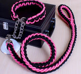 Double Strand Rope Large Dog Leashes Metal P Chain Buckle National Color Pet Traction Rope Collar Set For Big Dogs 1.2m Length