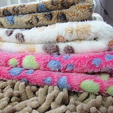 Cat Dog Mattress Pad Cleaning Towel Bed Blankets Corduroy Pet Blankets Footprint / Paw Double-Sided Foldable Pink Rose Beige