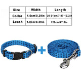 Blue Dog Collar Leash Set Adjustable Dogs Collars With Leash for Small Medium Dogs Striped Pet Collars Leashes Set Pitbull Pug