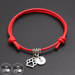 A-Z English Alphabet Dog Paw Print Charm Red Thread String Bracelet Handmade DIY Lucky Rope Bracelet For Women Men Jewelry