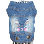 Stylish Embroidery Design Denim Pet Vest Dog Clothes Spring Fashion Puppy Clothing Cowboy Summer Jacket Jeans Dog Accessories