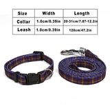 Blue Dog Collar Leash Set Adjustable Dogs Collars With Leash for Small Medium Dogs Striped Pet Collars Leashes Set Pitbull Pug
