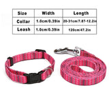 Blue Dog Collar Leash Set Adjustable Dogs Collars With Leash for Small Medium Dogs Striped Pet Collars Leashes Set Pitbull Pug