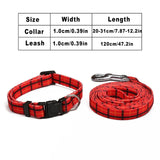 Blue Dog Collar Leash Set Adjustable Dogs Collars With Leash for Small Medium Dogs Striped Pet Collars Leashes Set Pitbull Pug
