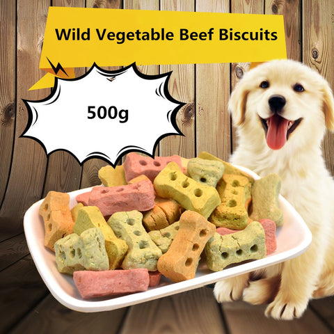 Dog Treats Wild Vegetable Beef Crisp Vitamin Deodorant Biscuits Dog Snacks Molar Clean Teeth Easy to Digest Pet Supplies 500 g