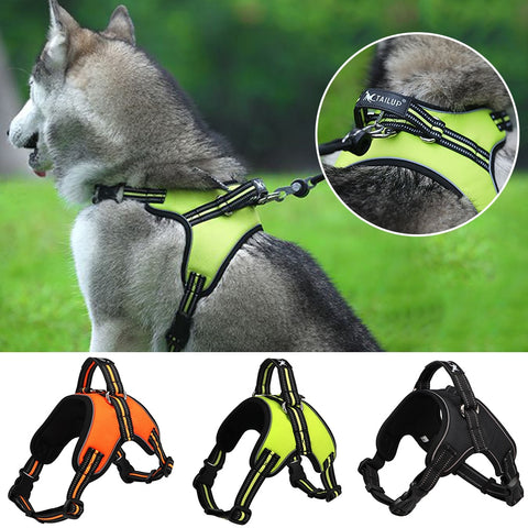 Reflective Large Dog Harness & Leash Nylon Pet Collar for Dogs Labrador Husky Collie Bulldog D30