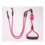 2/3/4 Way Couplers Pet Walking Leash Braided Nylon Elastic Pet Dog Collar Belt Rope Double Head Adjustable Training Lead Harness