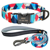Nylon Dog Collar Leash Set Soft Personalized Dogs Collars Lead Padded with Safety Buckle for Small Medium Large Dogs Pet Pitbull