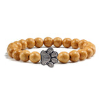 Natural Matte Black Lava Volcanic Stone Paw Print Charm Bracelet Homme Femme Pet Memorial Cat Dog Lovers Jewelry Bracelets Gifts