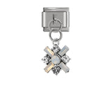 Hapiship Original Daisy Bowknot Peanut Dog Snowflake Tree CZ Charm Fit 9mm Bracelet Stainless Steel Jewelry DIY Making DJ234
