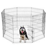 8 Panel Portable Folding Dog Animal Pet Playpen Metal Black Wire Fence Dog Exercise Yard Popup Kennel Crate Tent Cage - US Stock